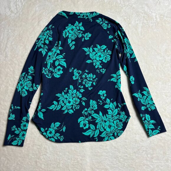 Title Nine Womens Quarter Zip Rash Guard Size Small Blue Floral Long Sleeve - Picture 6 of 7